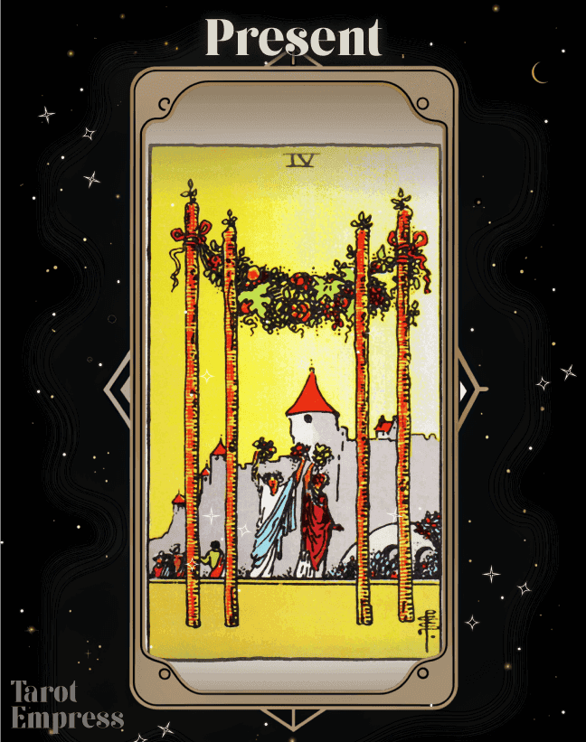 4 of Wands Present
