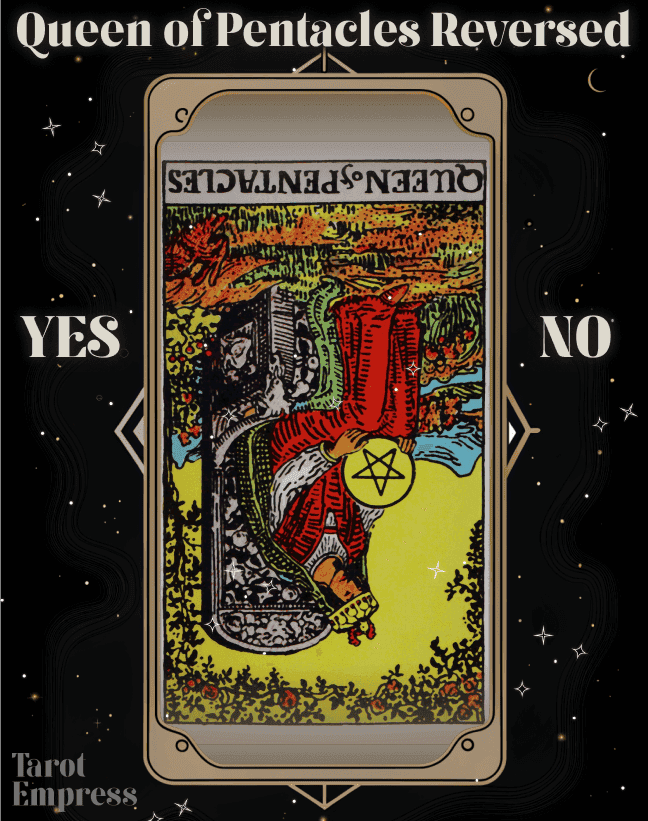 Queen of Pentacles Reversed as Yes or No