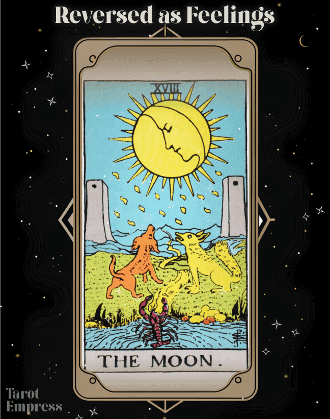 The Moon Reversed as Feelings - Tarot Card