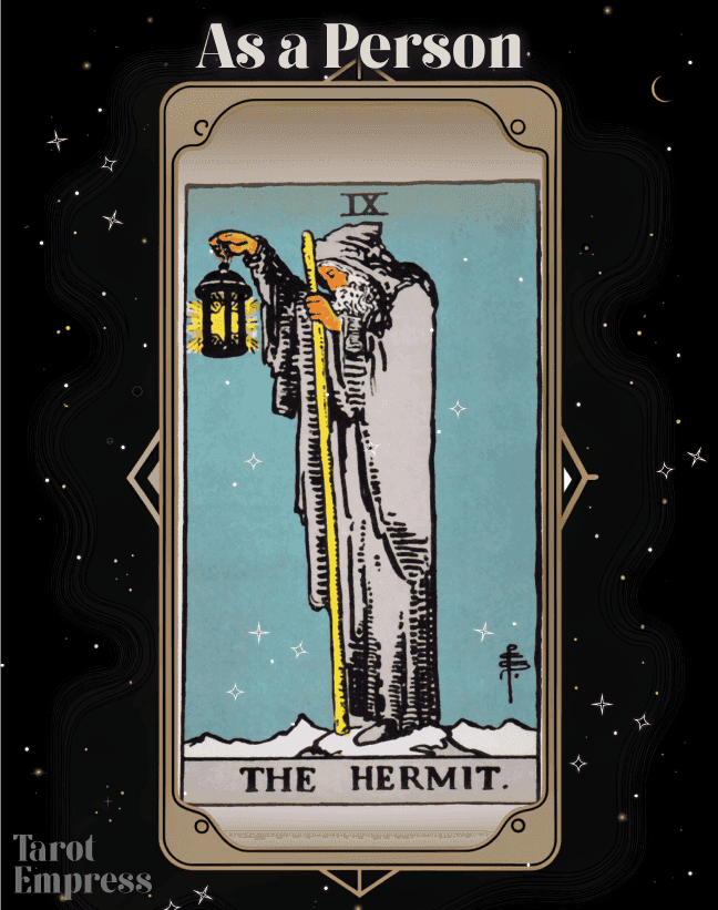 The Hermit tarot card representing introspection and wisdom