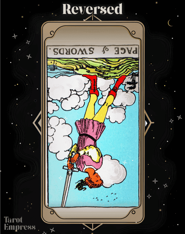Page of Swords Reversed Tarot Card